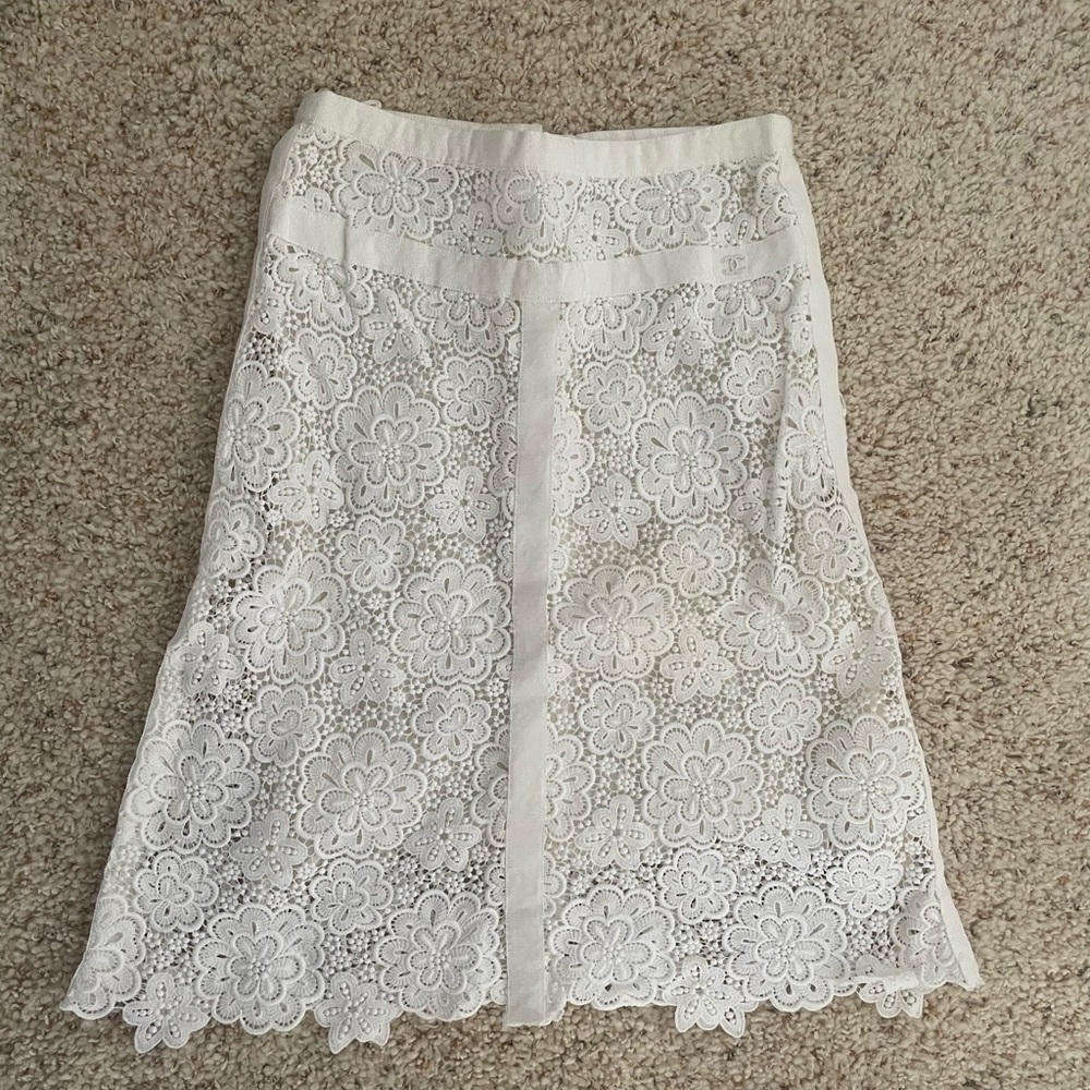 Chanel White Lace Skirt